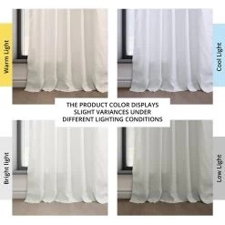 Warm White Euro Linen Curtain -Chic Curtains Shop LNCH EGB8041033 angled front view