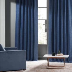 Lake Blue Monochromatic Faux Linen Room Darkening Curtain Pair (2 Panels) 13 Lake Blue Monochromatic Faux Linen Room Darkening Curtain Pair (2 Panels) -Chic Curtains Shop LNMC 2053 69568