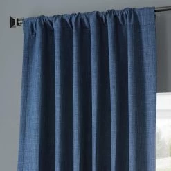 Lake Blue Monochromatic Faux Linen Room Darkening Curtain Pair (2 Panels) 11 Lake Blue Monochromatic Faux Linen Room Darkening Curtain Pair (2 Panels) -Chic Curtains Shop LNMC 2053 69568 3