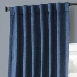 Lake Blue Monochromatic Faux Linen Room Darkening Curtain Pair (2 Panels) 10 Lake Blue Monochromatic Faux Linen Room Darkening Curtain Pair (2 Panels) -Chic Curtains Shop LNMC 2053 69568 4
