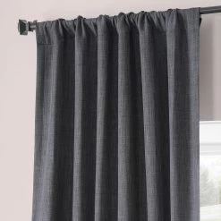 Hudson Grey Monochromatic Faux Linen Room Darkening Curtain Pair (2 Panels) -Chic Curtains Shop LNMC 2054 69569 3