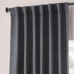 Hudson Grey Monochromatic Faux Linen Room Darkening Curtain Pair (2 Panels) -Chic Curtains Shop LNMC 2054 69569 4