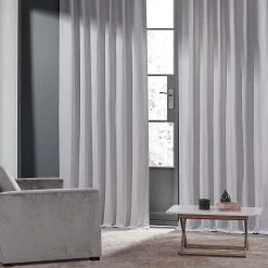 Colonial Off White Monochromatic Faux Linen Room Darkening Curtain Pair (2 Panels) -Chic Curtains Shop LNMC 2055 69570