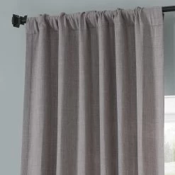 Warm Stone Grey Monochromatic Faux Linen Room Darkening Curtain Pair (2 Panels) -Chic Curtains Shop LNMC 2058 69573 3