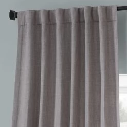Warm Stone Grey Monochromatic Faux Linen Room Darkening Curtain Pair (2 Panels) -Chic Curtains Shop LNMC 2058 69573 4