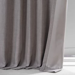 Warm Stone Grey Monochromatic Faux Linen Room Darkening Curtain Pair (2 Panels) -Chic Curtains Shop LNMC 2058 69573 5