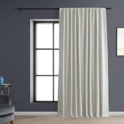 Off White Extra Wide Performance Linen Hotel Blackout Curtain