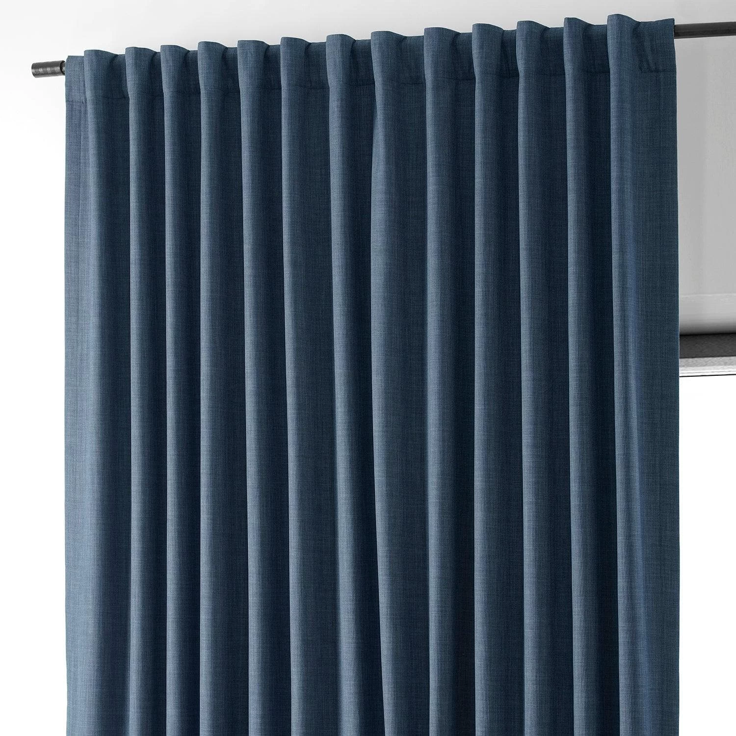 Dark Blue Extra Wide Performance Linen Hotel Blackout Curtain 5 Dark Blue Extra Wide Performance Linen Hotel Blackout Curtain - Image 3