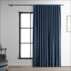 Dark Blue Extra Wide Performance Linen Hotel Blackout Curtain 2 Dark Blue Extra Wide Performance Linen Hotel Blackout Curtain -Chic Curtains Shop PLBO 23103 DW front view