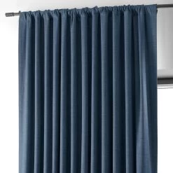 Dark Blue Extra Wide Performance Linen Hotel Blackout Curtain 11 Dark Blue Extra Wide Performance Linen Hotel Blackout Curtain -Chic Curtains Shop PLBO 23103 DW pole pocket header