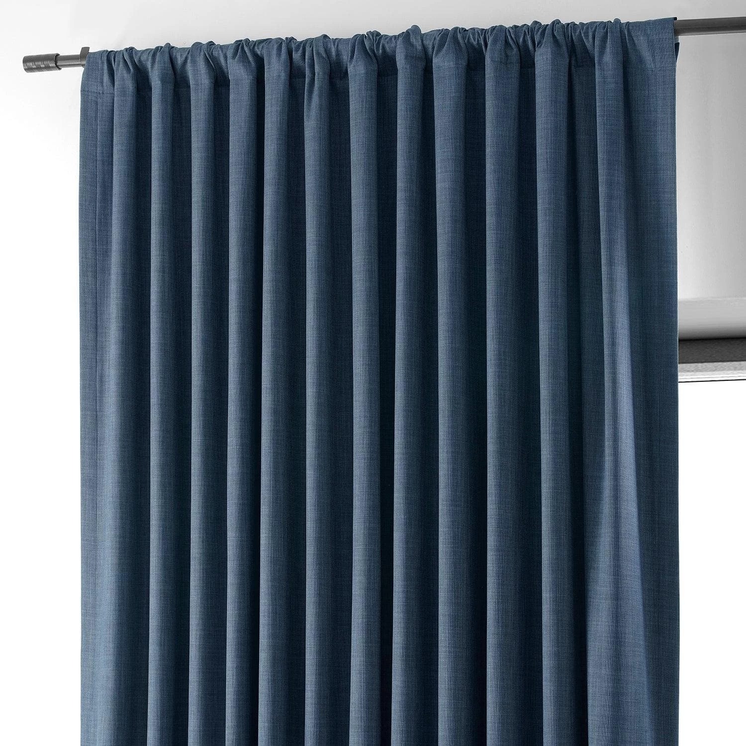Dark Blue Extra Wide Performance Linen Hotel Blackout Curtain 6 Dark Blue Extra Wide Performance Linen Hotel Blackout Curtain - Image 4