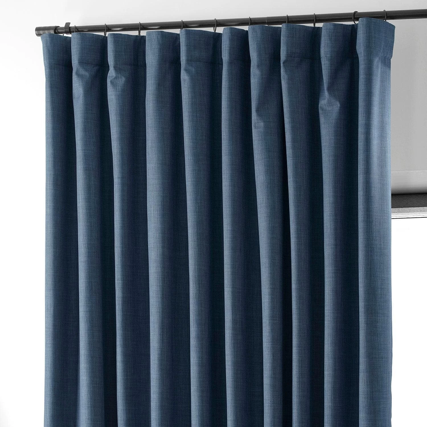 Dark Blue Extra Wide Performance Linen Hotel Blackout Curtain 4 Dark Blue Extra Wide Performance Linen Hotel Blackout Curtain - Image 2