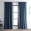 Dark Blue Performance Linen Hotel Blackout Curtain -Chic Curtains Shop PLBO 23103 front view