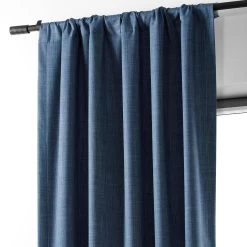 Dark Blue Performance Linen Hotel Blackout Curtain -Chic Curtains Shop PLBO 23103 pole pocket header
