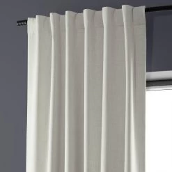Warm White Performance Linen Hotel Blackout Curtain -Chic Curtains Shop PLBO 23106 back tab header