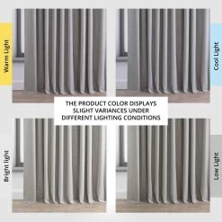 Dark Greige Extra Wide Performance Linen Hotel Blackout Curtain -Chic Curtains Shop PLBO 23129 DW angled front view