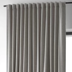 Dark Greige Extra Wide Performance Linen Hotel Blackout Curtain -Chic Curtains Shop PLBO 23129 DW back tab header