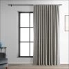 Dark Greige Extra Wide Performance Linen Hotel Blackout Curtain -Chic Curtains Shop PLBO 23129 DW front view