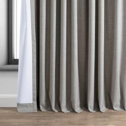 Dark Greige Extra Wide Performance Linen Hotel Blackout Curtain -Chic Curtains Shop PLBO 23129 DW lining view