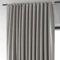 Dark Greige Extra Wide Performance Linen Hotel Blackout Curtain -Chic Curtains Shop PLBO 23129 DW pole pocket header