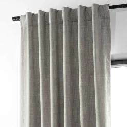 Dark Greige Performance Linen Hotel Blackout Curtain 10 Dark Greige Performance Linen Hotel Blackout Curtain -Chic Curtains Shop PLBO 23129 back tab header
