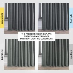 Dark Grey Extra Wide Performance Linen Hotel Blackout Curtain 13 Dark Grey Extra Wide Performance Linen Hotel Blackout Curtain -Chic Curtains Shop PLBO 23154 DW angled front view
