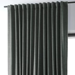 Dark Grey Extra Wide Performance Linen Hotel Blackout Curtain 10 Dark Grey Extra Wide Performance Linen Hotel Blackout Curtain -Chic Curtains Shop PLBO 23154 DW back tab header