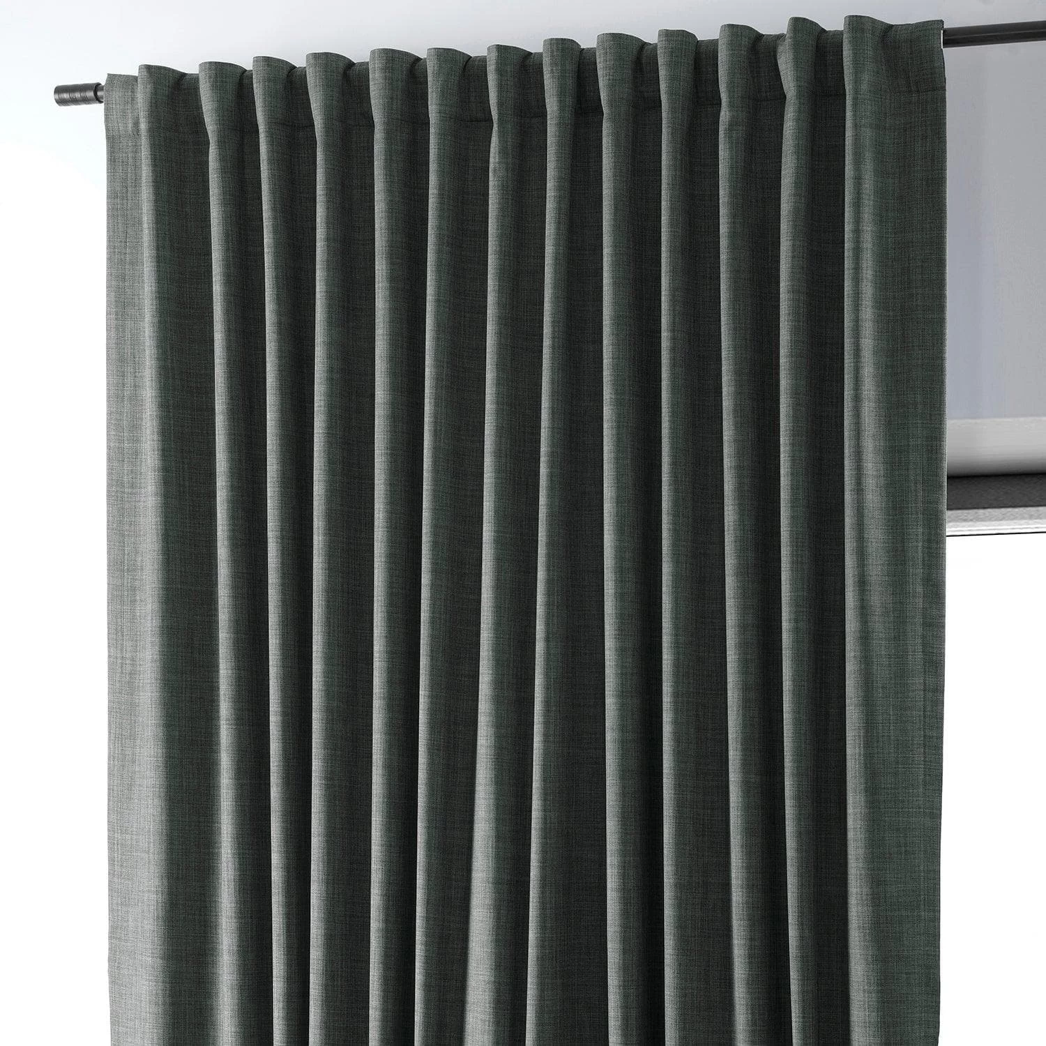 Dark Grey Extra Wide Performance Linen Hotel Blackout Curtain 5 Dark Grey Extra Wide Performance Linen Hotel Blackout Curtain - Image 3