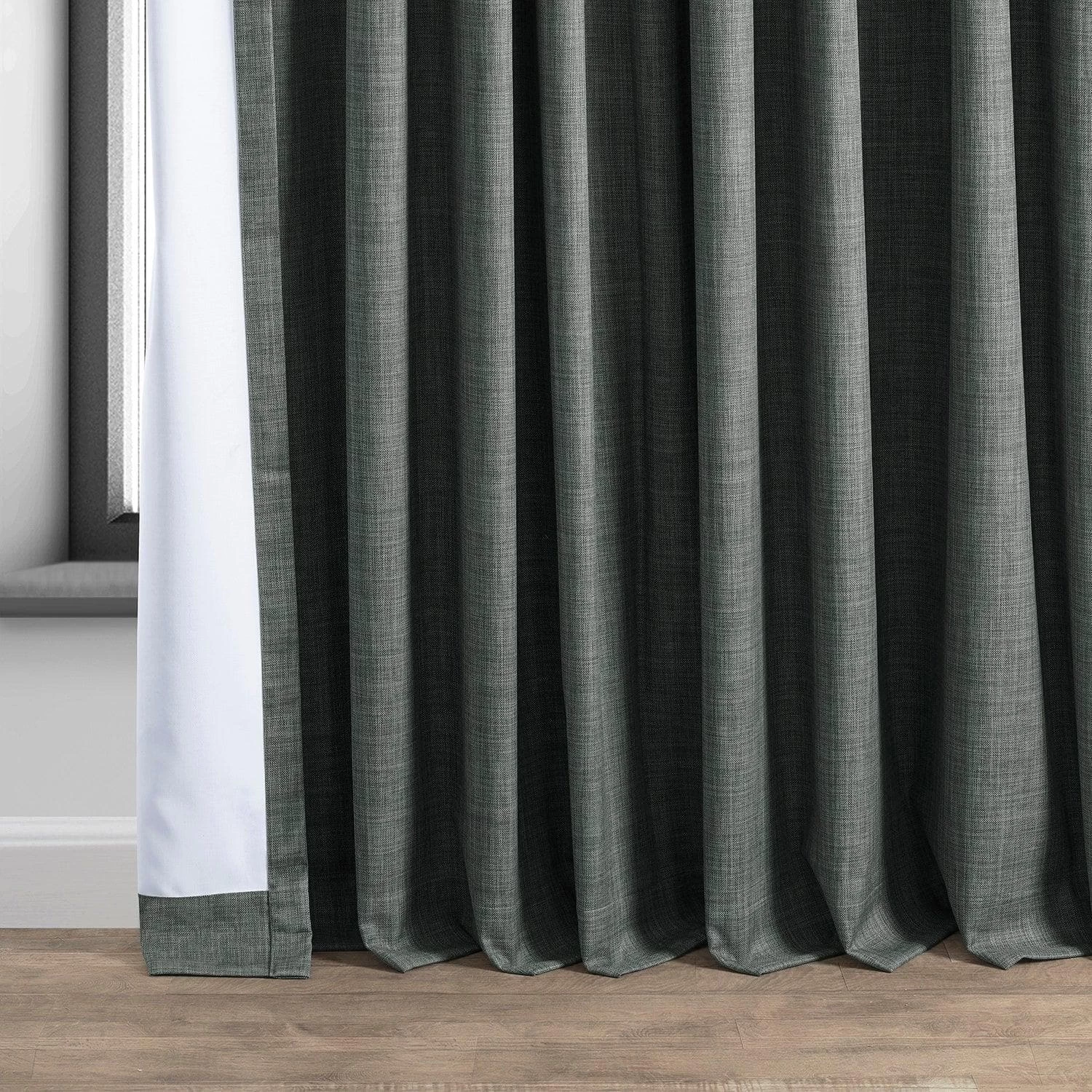Dark Grey Extra Wide Performance Linen Hotel Blackout Curtain 7 Dark Grey Extra Wide Performance Linen Hotel Blackout Curtain - Image 5