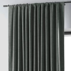 Dark Grey Extra Wide Performance Linen Hotel Blackout Curtain 11 Dark Grey Extra Wide Performance Linen Hotel Blackout Curtain -Chic Curtains Shop PLBO 23154 DW pole pocket header