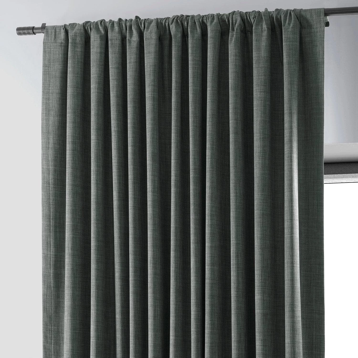 Dark Grey Extra Wide Performance Linen Hotel Blackout Curtain 6 Dark Grey Extra Wide Performance Linen Hotel Blackout Curtain - Image 4