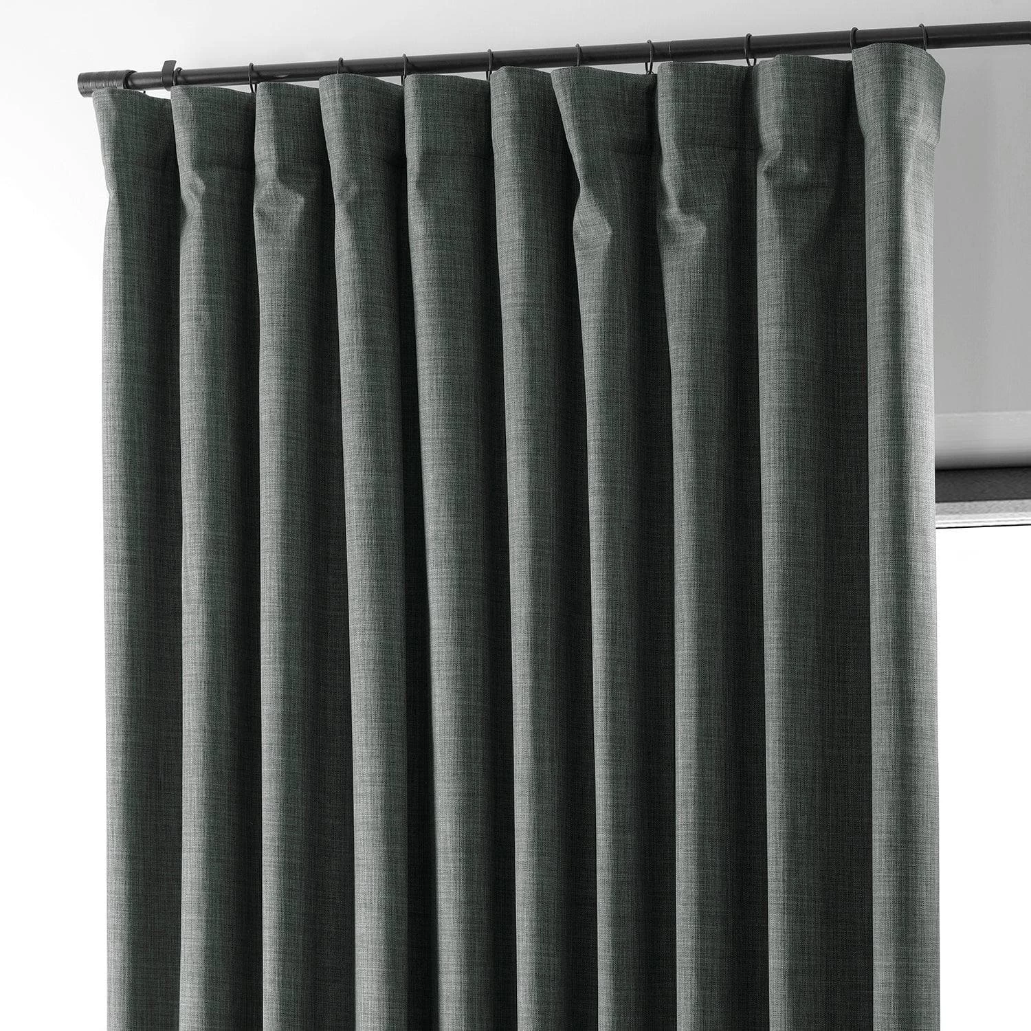 Dark Grey Extra Wide Performance Linen Hotel Blackout Curtain 4 Dark Grey Extra Wide Performance Linen Hotel Blackout Curtain - Image 2