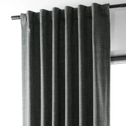 Dark Grey Performance Linen Hotel Blackout Curtain 10 Dark Grey Performance Linen Hotel Blackout Curtain -Chic Curtains Shop PLBO 23154 back tab header