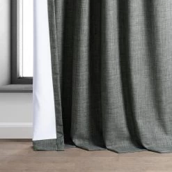 Dark Grey Performance Linen Hotel Blackout Curtain 12 Dark Grey Performance Linen Hotel Blackout Curtain -Chic Curtains Shop PLBO 23154 lining view