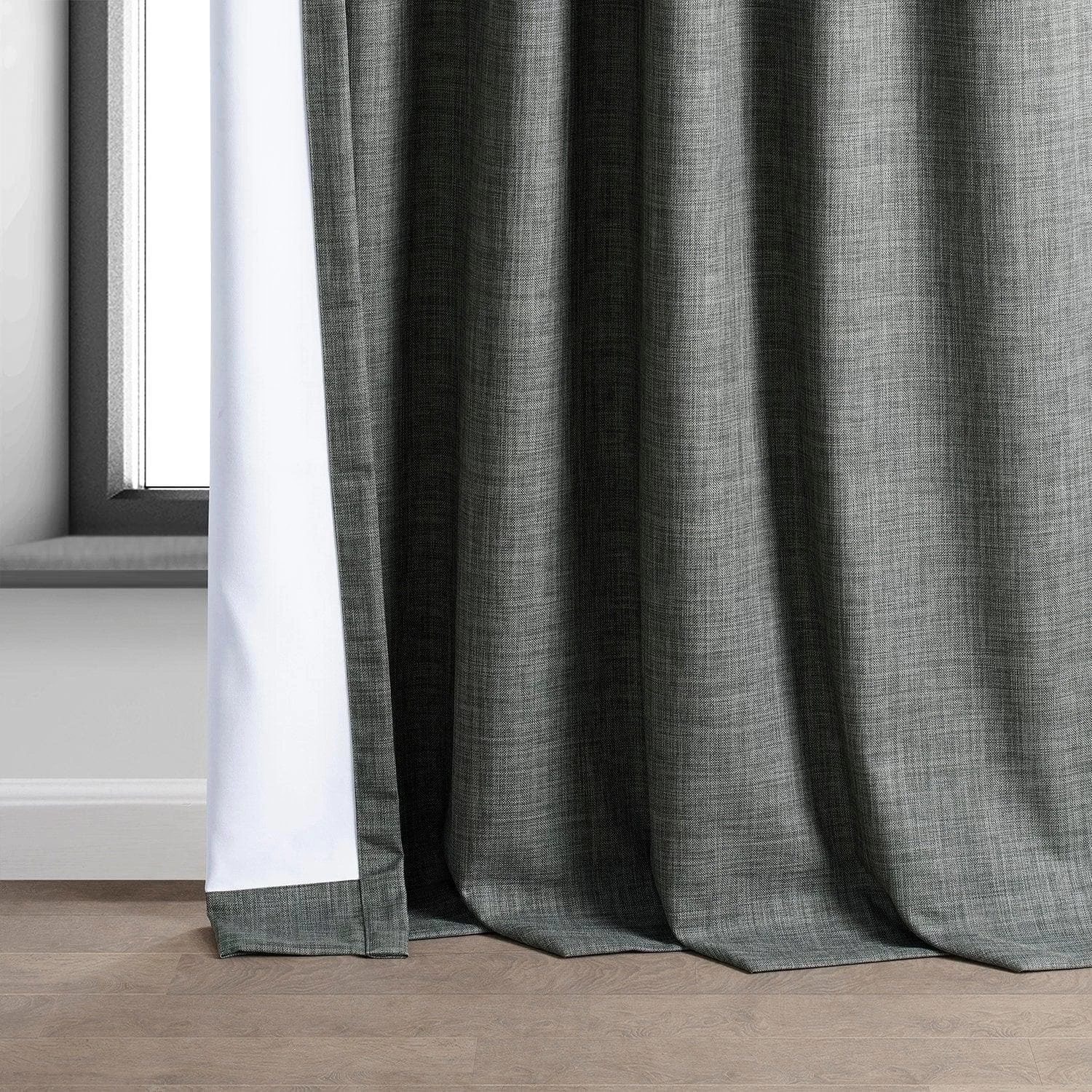 Dark Grey Performance Linen Hotel Blackout Curtain 7 Dark Grey Performance Linen Hotel Blackout Curtain - Image 5