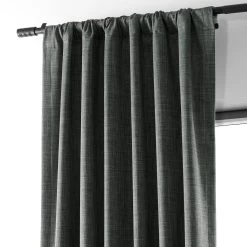 Dark Grey Performance Linen Hotel Blackout Curtain 11 Dark Grey Performance Linen Hotel Blackout Curtain -Chic Curtains Shop PLBO 23154 pole pocket header