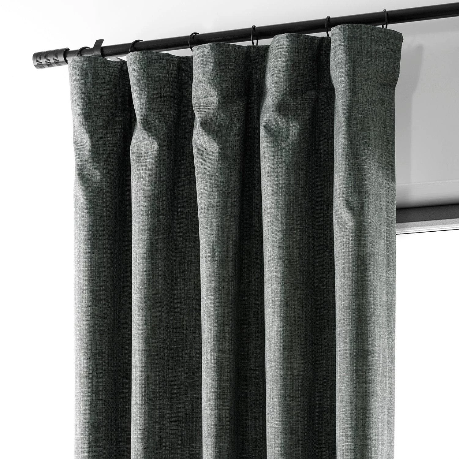 Dark Grey Performance Linen Hotel Blackout Curtain 4 Dark Grey Performance Linen Hotel Blackout Curtain - Image 2