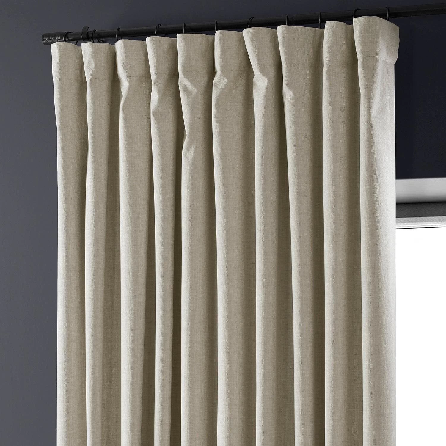 Light Beige Extra Wide Performance Linen Hotel Blackout Curtain 4 Light Beige Extra Wide Performance Linen Hotel Blackout Curtain - Image 2