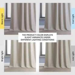 Light Beige Performance Linen Hotel Blackout Curtain -Chic Curtains Shop PLBO 23157 angled front view