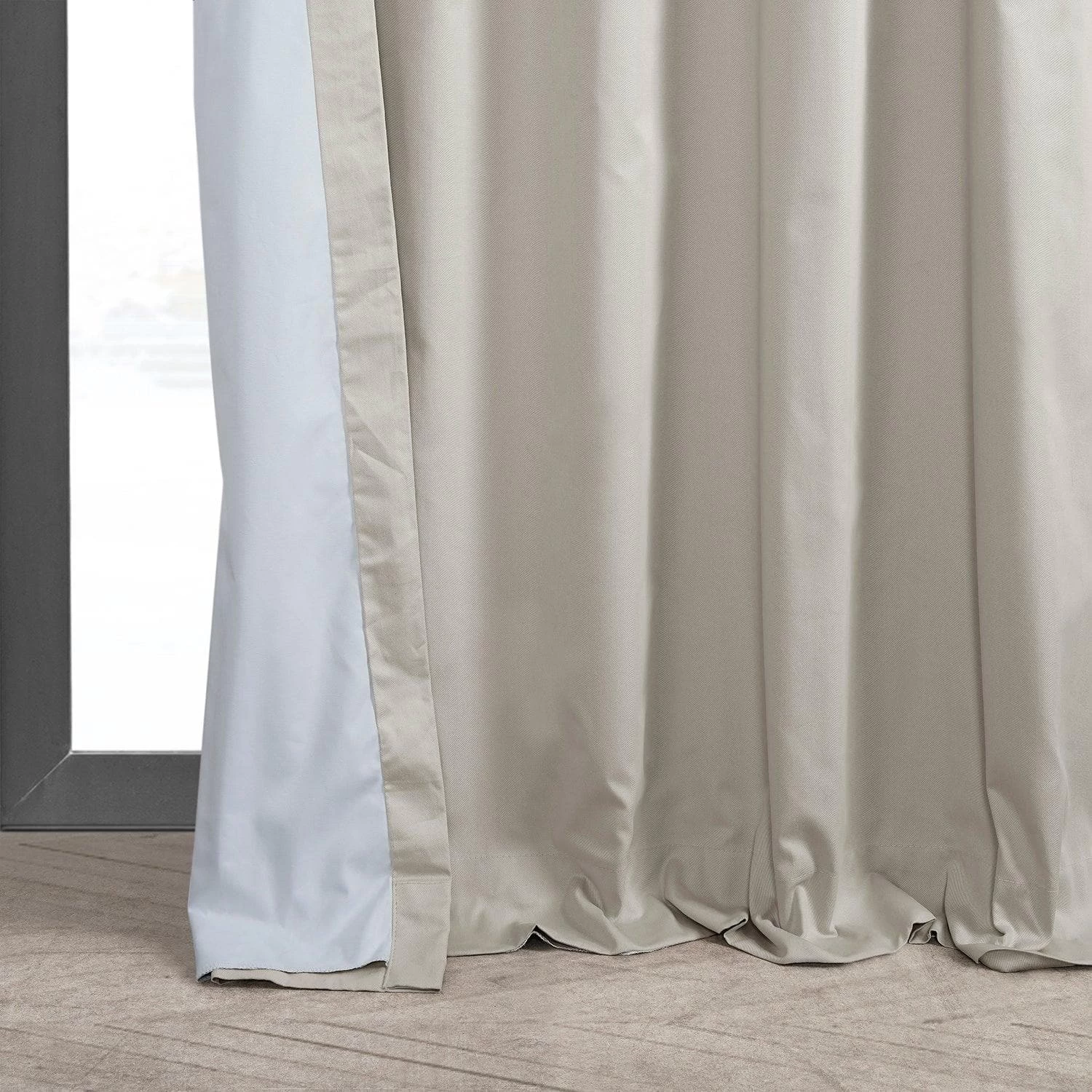 Hazelwood Beige Solid Cotton Hotel Blackout Curtain 7 Hazelwood Beige Solid Cotton Hotel Blackout Curtain - Image 5