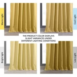 Light Ochre Solid Cotton Hotel Blackout Curtain 13 Light Ochre Solid Cotton Hotel Blackout Curtain -Chic Curtains Shop PRCT BO11B angled front view