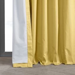 Light Ochre Solid Cotton Hotel Blackout Curtain 12 Light Ochre Solid Cotton Hotel Blackout Curtain -Chic Curtains Shop PRCT BO11B lining view