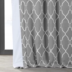 Aiden Grey Printed Cotton Hotel Blackout Curtain -Chic Curtains Shop PRCT BOD05 lining view