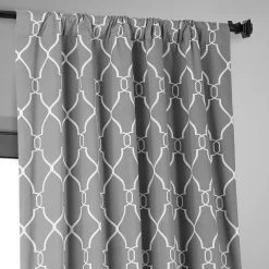 Aiden Grey Printed Cotton Hotel Blackout Curtain -Chic Curtains Shop PRCT BOD05 pole pocket header