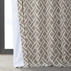 Martinique Taupe Printed Cotton Hotel Blackout Curtain -Chic Curtains Shop PRCT BOD07 lining view