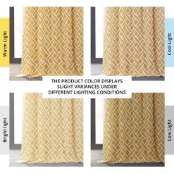Martinique Yellow Printed Cotton Hotel Blackout Curtain -Chic Curtains Shop PRCT BOD07A angled front view