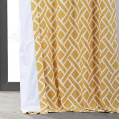 Martinique Yellow Printed Cotton Hotel Blackout Curtain -Chic Curtains Shop PRCT BOD07A lining view