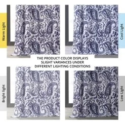 Edina Blue Printed Cotton Hotel Blackout Curtain -Chic Curtains Shop PRCT BOD09E angled front view