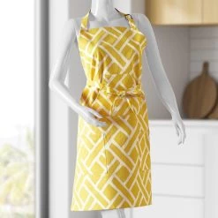 Martinique Yellow Printed Cotton Apron -Chic Curtains Shop PRCT D07A AP 86363 2