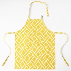 Martinique Yellow Printed Cotton Apron -Chic Curtains Shop PRCT D07A AP 86363 3